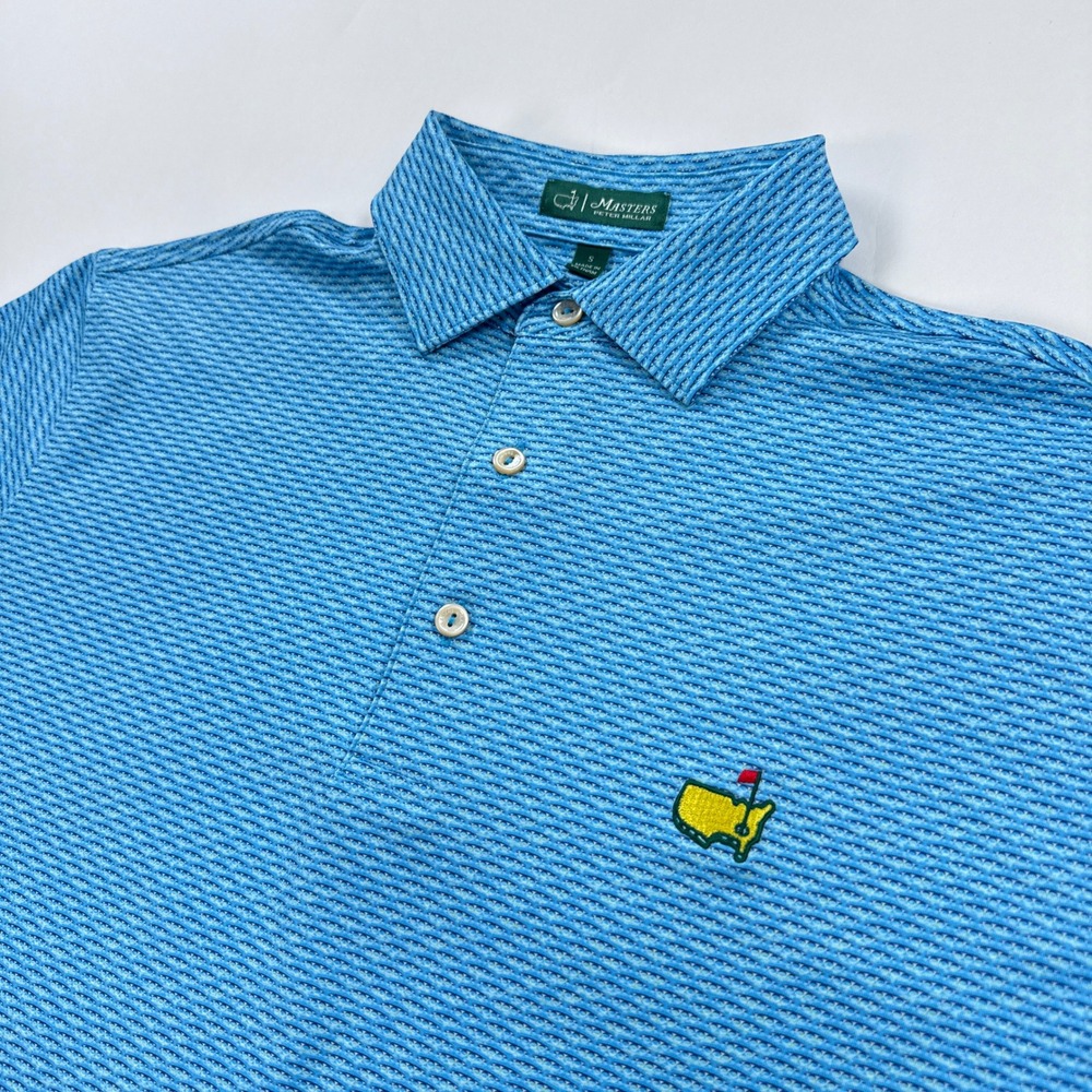 Peter Millar Masters Polo Shirt Mens Small Blue Geometric Augusta National Golf